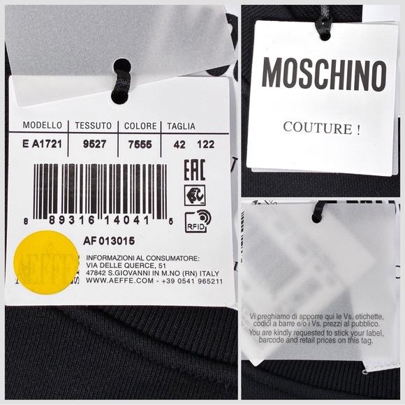 Moschino Couture Logo Double Question Mark Crewneck Sweatshirt Black US 8 NWT - Picture 8 of 17